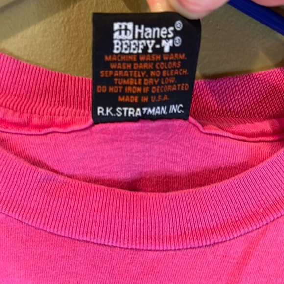 Rare 1994 Vintage HARLEY DAVIDSON Pink SINGLE STITCH Hanes Beefy TShirt SS - Picture 7 of 10